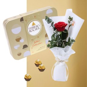 온리 로즈 레드+페레로로쉐 틴박스 선물 꽃다발 발렌타인데이 화이트데이 생일 프로포즈 꽃배달