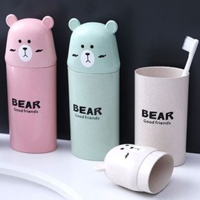 휴대용 여행 곰돌이 캐릭터 칫솔케이스 치약통 양치컵