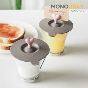 모노그레이 하트 실리콘 머그컵 뚜껑 컵덮개 2P
