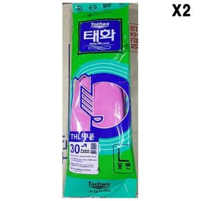 FK 고무장갑(꽃밴L 분홍 태화 )X2