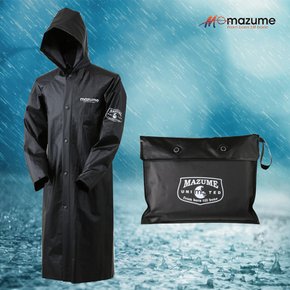 마즈메 우비 레인코트 낚시용 우의 우비 방수복 비옷 긴우비 판쵸 작업용우의 블랙 질긴우비