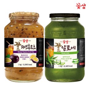 꽃샘 꿀 패션후르츠차 1KG +꿀 알로에차 1KG (과일청)