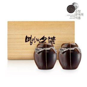 순창문옥례식품 선물세트 웰빙 5호(고추장 1kg+매실장아찌 1kg)옹기 오동나무 고급포장