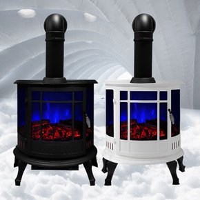 전시용품 전기벽난로 로망프린스+연통세트 :예쁜장작불꽃+4평난방 전기온풍기 전기페치카 불멍