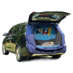 SUV차박트렁크 커튼꼬리텐트 우레탄창+모기장+텐트+면(블루)