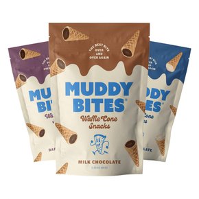 [해외직구] Muddy  Bites  Muddy  Bites  초콜릿으로  채워진  한입  크기  와플  콘  스낵  버라이어티  팩  3  봉지