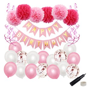 TUCO.B 투코비 생일파티 장식 풍선세트 핑크가랜드 꽃볼혼합 + 손펌프 + 동전테이프29