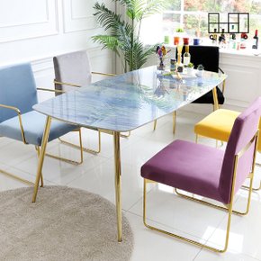 윈프레드 6인용 마카우바스 블루 골드 세라믹 식탁 테이블 1800 CL368