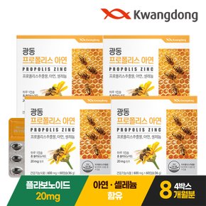 광동 프로폴리스 아연 60캡슐 4박스(8개월분) / 플라보노이드 셀레늄