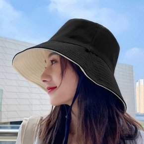 여자 컬러 양면 벙거지 햇빛가리개 넓은챙 모자 버킷햇