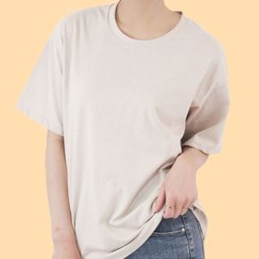 남녀공용기본반팔티 민무늬T 기본무지티셔츠 베이지 (WC4B765)