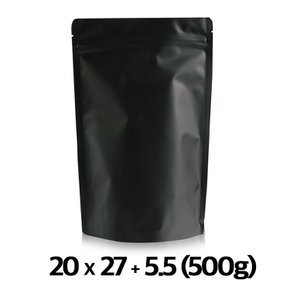 이지포장 무광 블랙 스탠드 지퍼백 원두 커피 봉투 500g 50매 기본형