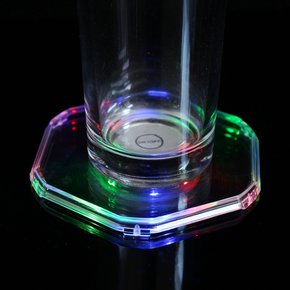 육각 LED 컵받침(9x10cm) 조명코스터 캠핑