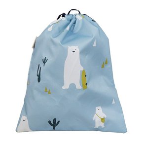 [더해피] 핸드메이드 조리개 가방 : 캐릭터 백곰-스카이 피크닉/학교/파우치