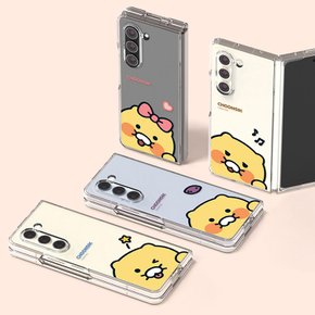 카카오프렌즈 귀여운 춘식이 캐릭터 빼꼼 디자인 갤럭시 Z 폴드5 투명 슬림 하드 휴대폰 케이스