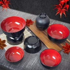 나카야 일본산 칠기 양각 민무늬 무광 그릇