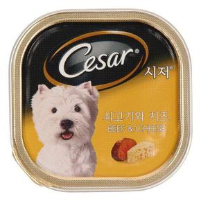 시저캔 애견간식 강아지간식 캔/파우치 쇠고기와치즈 100g X ( 3매입 )