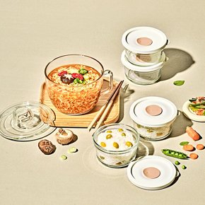 글라스락 렌지쿡 코지밀크 누들용/햇밥용기 원형 4조 세트