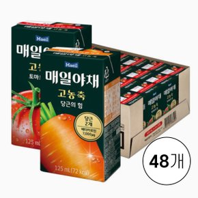 매일야채 고농축 토마토 당근의 힘 125ml 2종 48팩 골라담기
