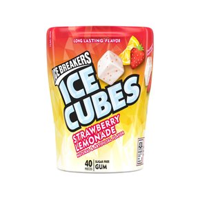 [해외직구] 아이스  브레이커  ICE  BREAKERS  ICE  CUBES  딸기  레모네이드  맛  무설탕  츄잉껌  자일리톨  껌  40개  병