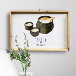 우드프레임액자 전과막걸리스케치(가로대형)