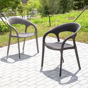 럭스 라탄 체어 2개 야외 카페 정원 플라스틱 의자