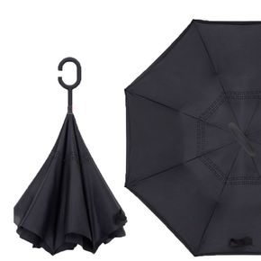 C형 손잡이 역방향 거꾸로 접는 장우산 장마철 우산