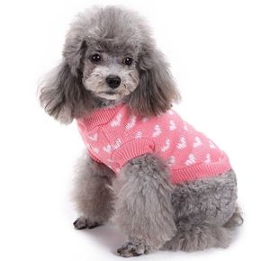 강아지 예쁜 귀여운 하트 패턴 디자인 니트 스웨터 옷