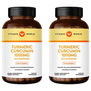 Vitamin World 비타민월드 터메릭 강황 커큐민 바이오페린 120캡슐 2병