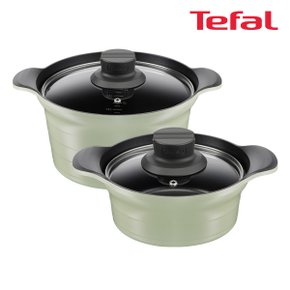 [Tefal] 테팔 인덕션 티타늄 아로마 통주물 2종세트 (뚝배기 18cm+양수냄비 24cm)