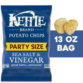 kettle brand케틀브랜드 포테이토 칩, 씨솔트 앤 식초 케틀칩, 파티 사이즈, 368g