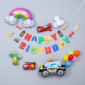 튼튼이 자동차 생일풍선세트-경찰차(풍선펌프 포함)
