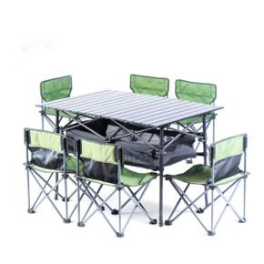아트박스/위드마켓 캠핑용 접이식 6인 테이블 의자세트(그린)