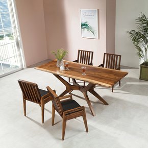 레스토X 테이블 4인 6인 원목식탁 세트 1400 1800 접이식 의자 4