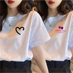 ONM 여자 라운드넥 면티 화이트 반팔 깔끔한 코튼 티셔츠 (S10896597)