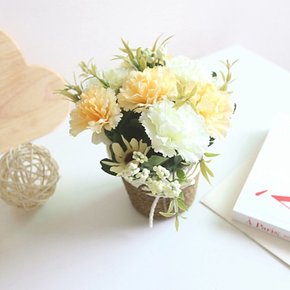 프리티플 카네이션 조화 화분 옐로우 꽃 소품 장식