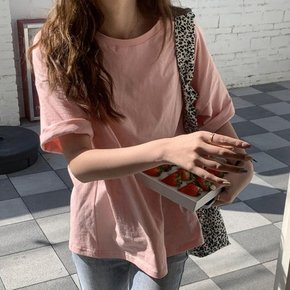 [다잇템] 여자 11컬러 무지개 반소매 U넥 티셔츠