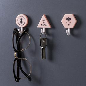 다용도 실용적인 부착 후크 열쇠 가방 벽 면 옷 걸이 3P 핑크