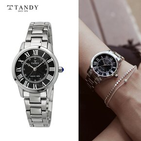 TANDY 탠디 클래식 커플 메탈 손목시계 T-3714 여자 블랙