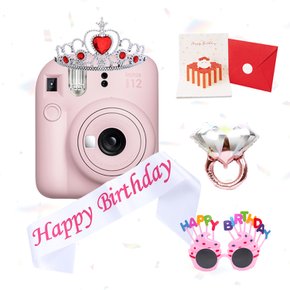 [생일패키지] 인스탁스 미니12 생일선물 풀세트 (왕관+어깨띠+카드+선글라스+풍선SET)