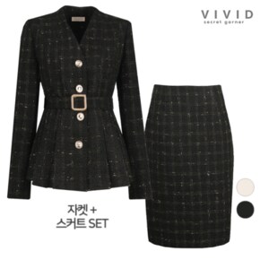 VIVID SET 여성 모모트위드 겨울정장자켓+스커트 세트