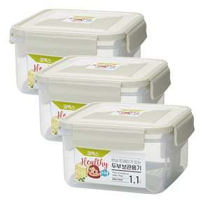 코멕스 안심트레이가 있는 두부 보관용기 1.1L X 3개