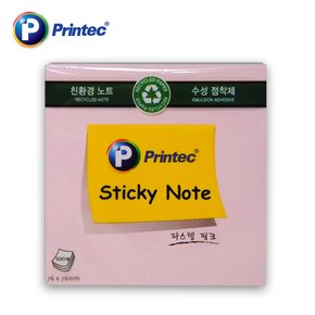 재생지스티키노트 E7676P 핑크 100매 프린텍 점착메모지 포스트잇