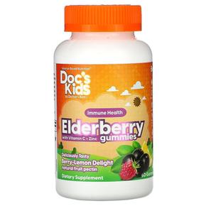 [해외직구] 닥터스베스트 키즈 엘더베리 비타민c 징크 아연 베리 레몬향 60구미 Doctor`s Best Docs Kids Elderberry Gummies with Vitamin C + Zi