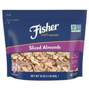 [해외직구] Fisher Chefs Naturals 슬라이스 아몬드 454g 천연 글루텐 프리 방부제 없음 NonGMO