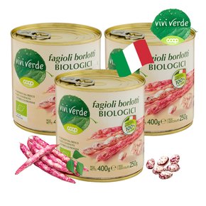 COOP 비비베르데 이탈리아 유기농 볼로티콩(흰강낭콩) 400g 3캔 무첨가물 Non GMO