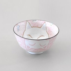 나고미도자기 캐릭터 크레용네코 공기 핑크 밥그릇 일본 도자기 식기