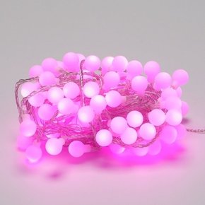 LED 볼앵두 96구 연결형투명선 핑크색정류기 별도