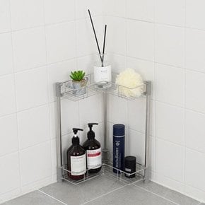스텐 욕실 샴푸선반 2단 화장실 코너 정리 수납 모서리 세제 디퓨저 거치대(무료배송)