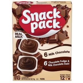 미국직구 Snack Pack 스낵 팩 밀크초콜릿 앤 초콜릿 퍼지 컵 92g 12입